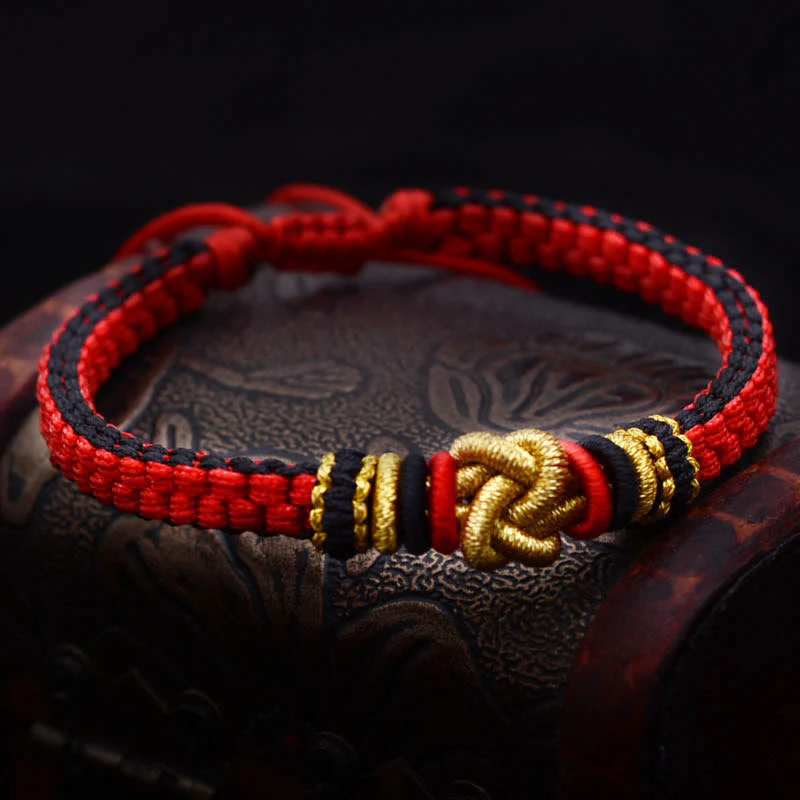 Braccialetto fatto a mano con nodo d'amore vero e colorato in Buddha Stones, fortuna