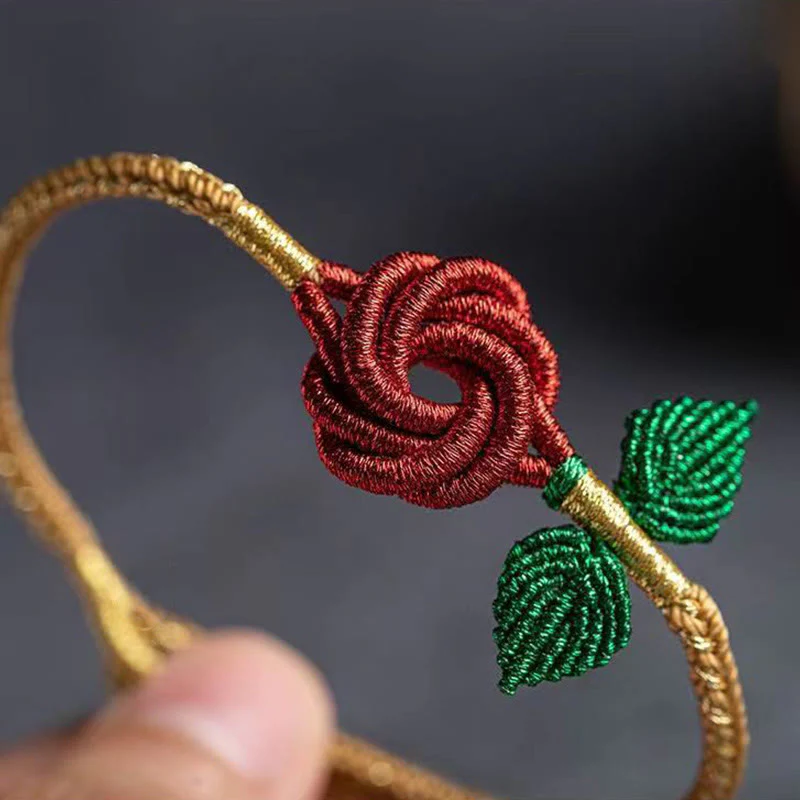 Braccialetto fatto a mano con nodo della pace , Buddha Stones, fiore di rosa, corda a otto fili, fortuna - Image 10