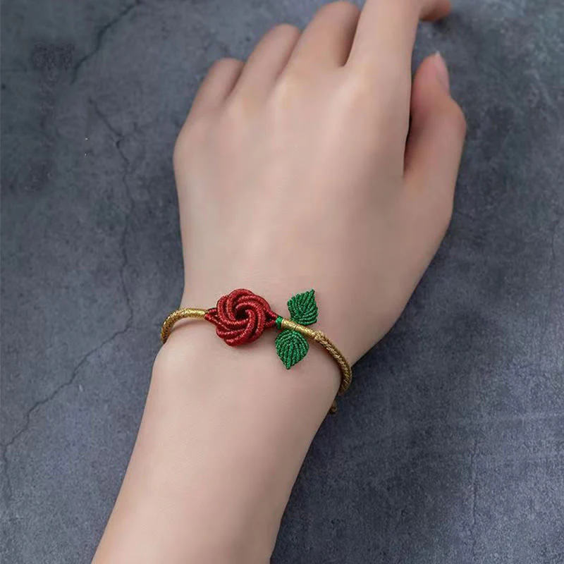 Braccialetto fatto a mano con nodo della pace , Buddha Stones, fiore di rosa, corda a otto fili, fortuna - Image 13