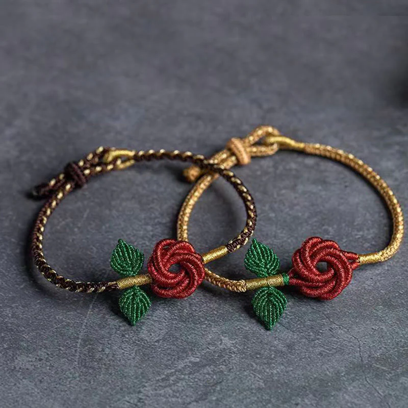 Braccialetto fatto a mano con nodo della pace , Buddha Stones, fiore di rosa, corda a otto fili, fortuna - Image 14