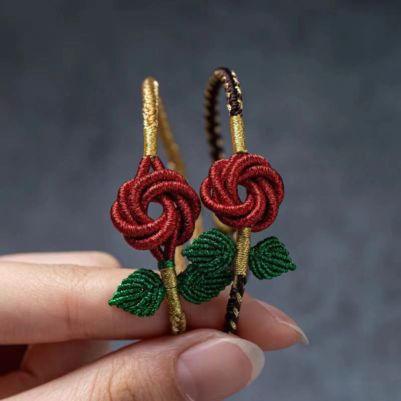 Braccialetto fatto a mano con nodo della pace , Buddha Stones, fiore di rosa, corda a otto fili, fortuna - Image 2