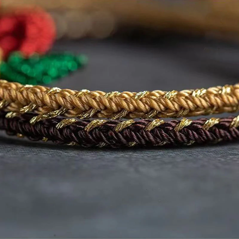 Braccialetto fatto a mano con nodo della pace , Buddha Stones, fiore di rosa, corda a otto fili, fortuna - Image 4