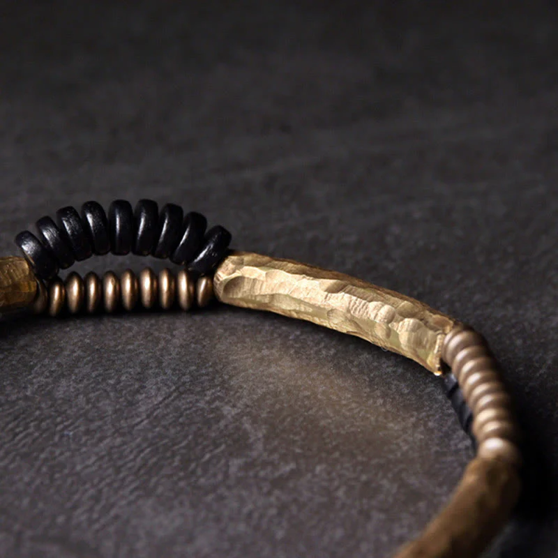 Braccialetto fatto a mano in legno di ebano vintage con Buddha Stones, rame, fortuna e ricchezza - Image 9