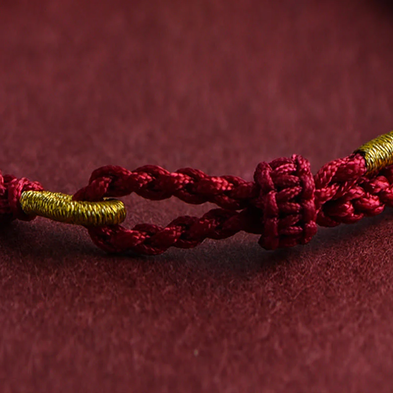 Braccialetto in corda intrecciata con design a triplo anello in oro 999 Buddha Stones - Image 11