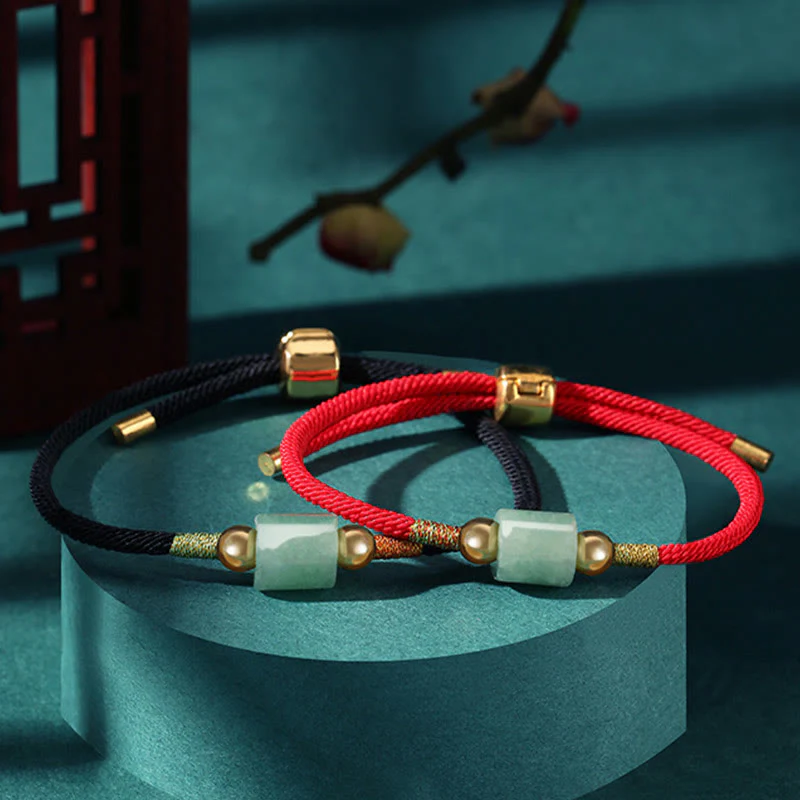 Braccialetto in corda intrecciata con protezione dalla fortuna in malachite, fatto a mano in Tibet, con Buddha Stones verde e pietra rossa - Image 13