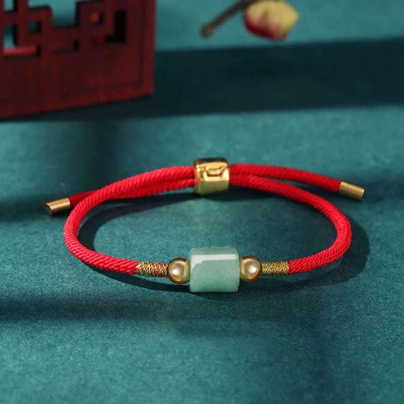 Braccialetto in corda intrecciata con protezione dalla fortuna in malachite, fatto a mano in Tibet, con Buddha Stones verde e pietra rossa - Image 3