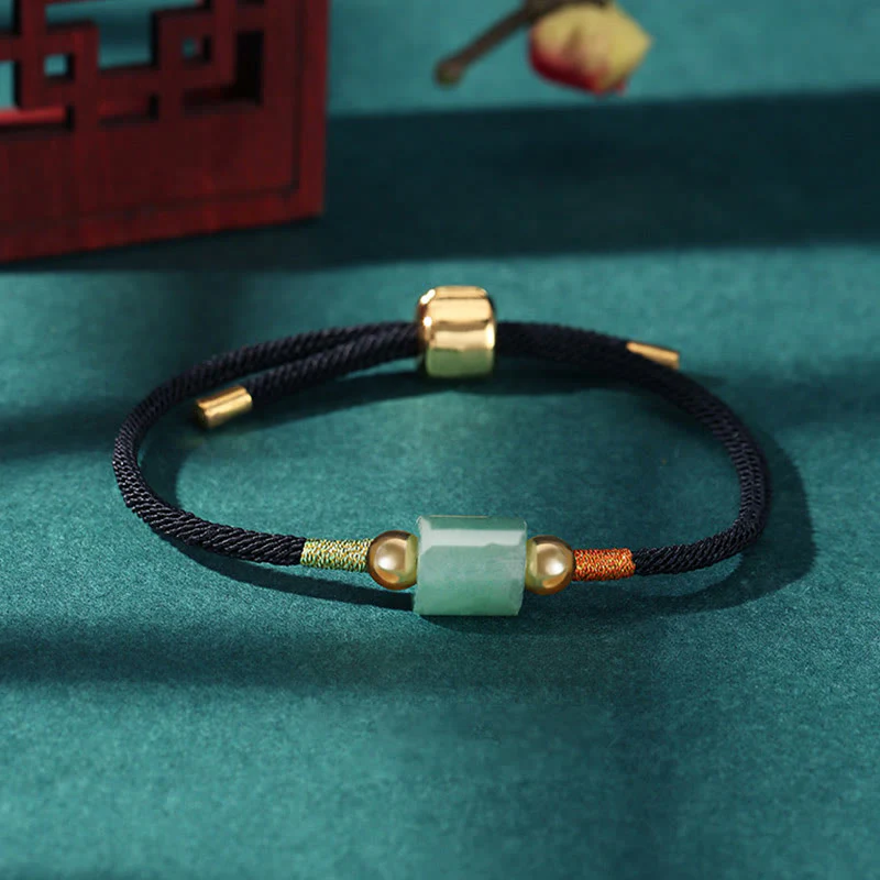 Braccialetto in corda intrecciata con protezione dalla fortuna in malachite, fatto a mano in Tibet, con Buddha Stones verde e pietra rossa - Image 9
