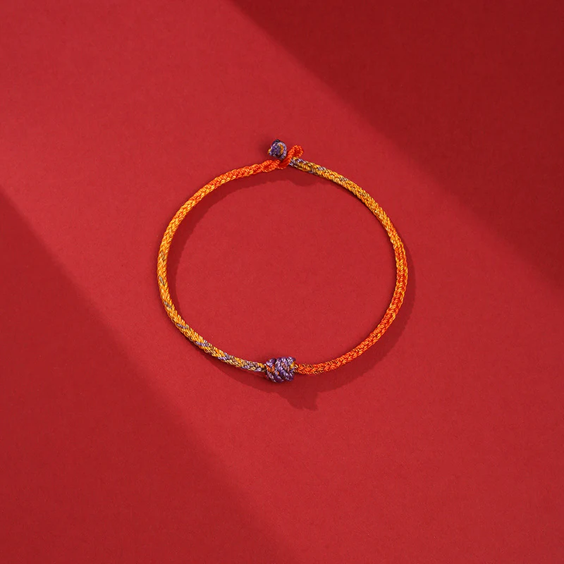 Braccialetto in corda intrecciata rossa e viola con Buddha Stones, fatto a mano - Image 10