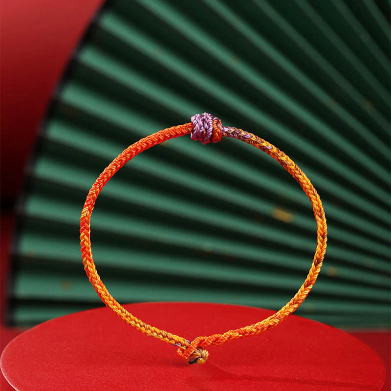 Braccialetto in corda intrecciata rossa e viola con Buddha Stones, fatto a mano - Image 3