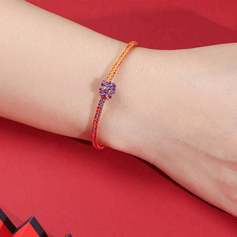 Braccialetto in corda intrecciata rossa e viola con Buddha Stones, fatto a mano - Image 6