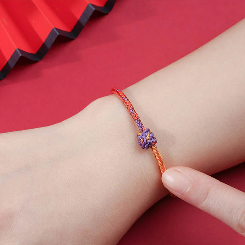 Braccialetto in corda intrecciata rossa e viola con Buddha Stones, fatto a mano - Image 7
