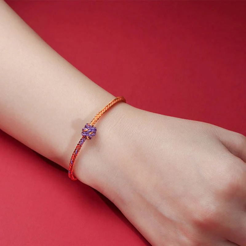 Braccialetto in corda intrecciata rossa e viola con Buddha Stones, fatto a mano - Image 8