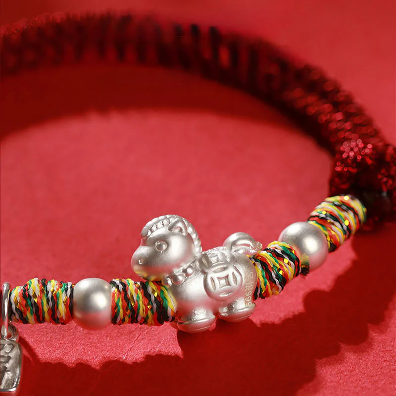 Braccialetto in corda realizzato a mano con Buddha Stones in argento sterling 999, anno del cavallo, libertà - Image 16