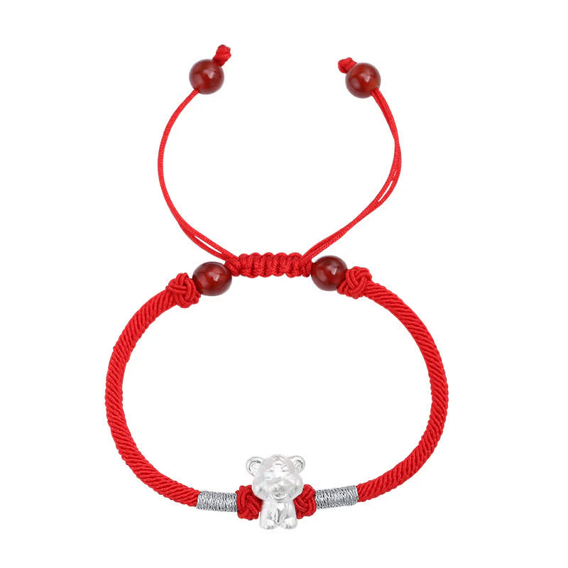 Braccialetto in corda rossa con Buddha Stones in argento sterling 999, zodiaco cinese, fortuna e forza - Image 20