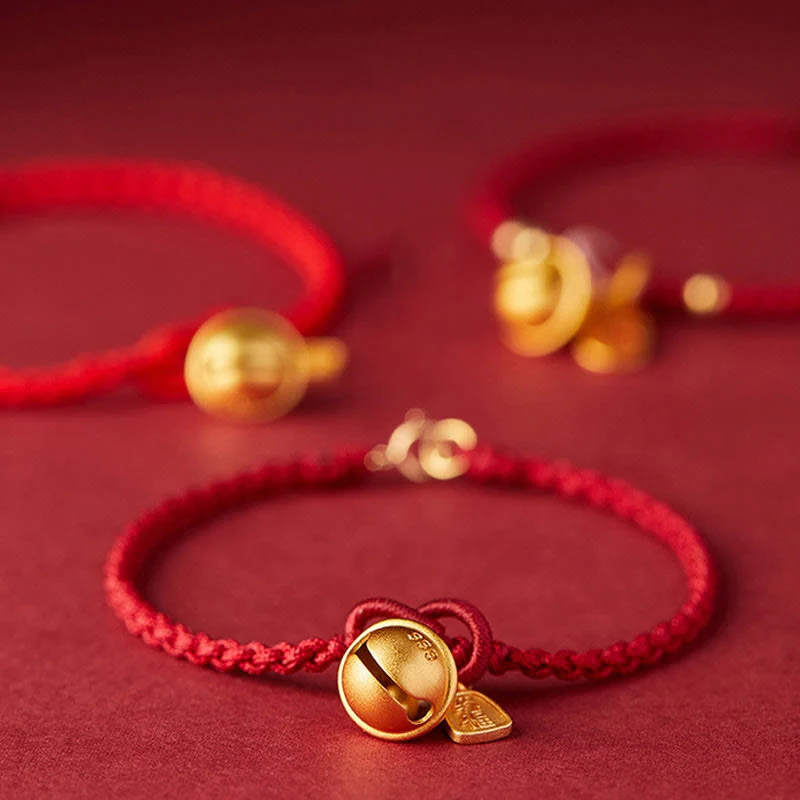 Braccialetto in corda rossa con ciondolo a forma di carattere Fu fatto a mano con Buddha Stones e campanella della fortuna e della felicità - Image 10