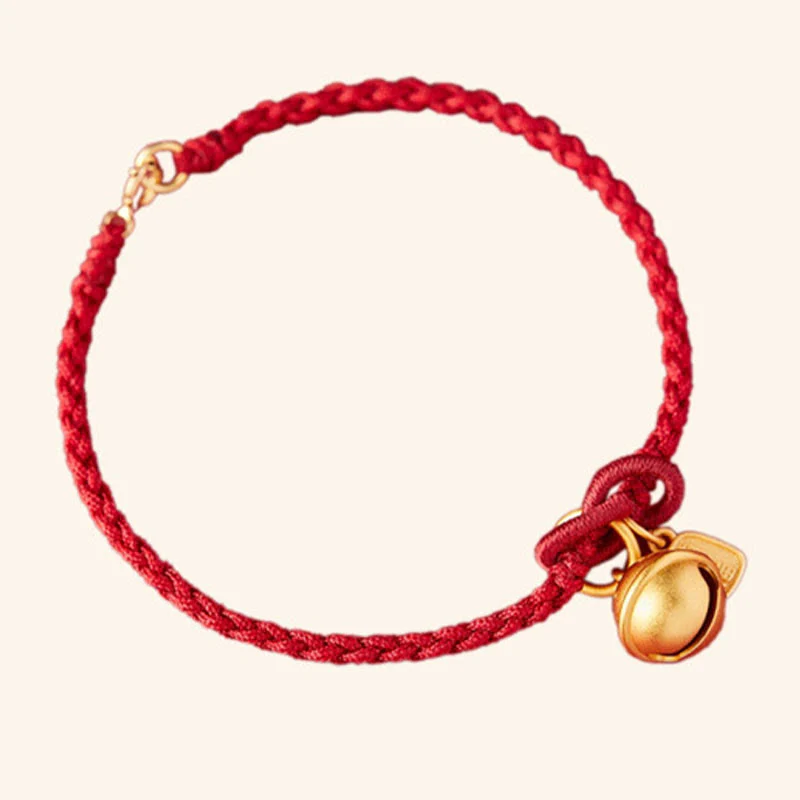 Braccialetto in corda rossa con ciondolo a forma di carattere Fu fatto a mano con Buddha Stones e campanella della fortuna e della felicità - Image 11
