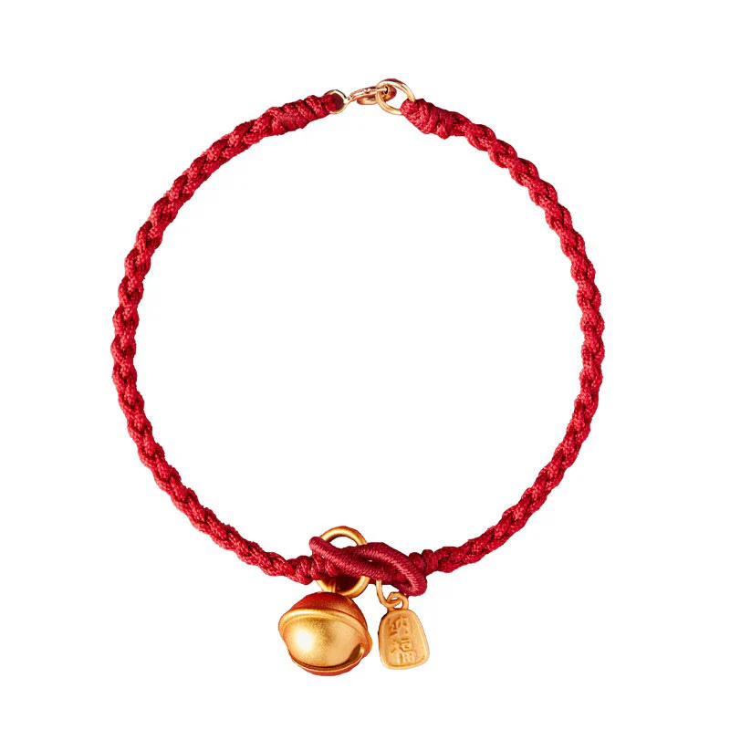Braccialetto in corda rossa con ciondolo a forma di carattere Fu fatto a mano con Buddha Stones e campanella della fortuna e della felicità - Image 12