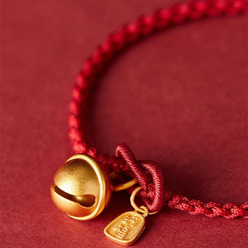 Braccialetto in corda rossa con ciondolo a forma di carattere Fu fatto a mano con Buddha Stones e campanella della fortuna e della felicità - Image 7