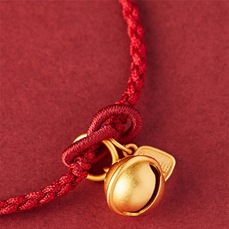 Braccialetto in corda rossa con ciondolo a forma di carattere Fu fatto a mano con Buddha Stones e campanella della fortuna e della felicità - Image 8