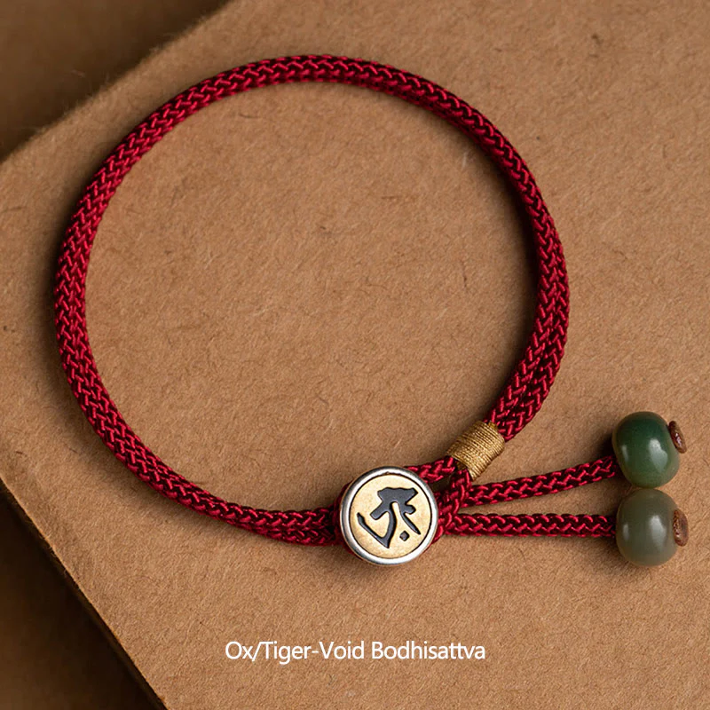 Braccialetto in corda rossa intrecciata con semi di Bodhi Buddha Stones , fatto a mano, in argento sterling 925, con zodiaco cinese, Buddha di Natale - Image 2