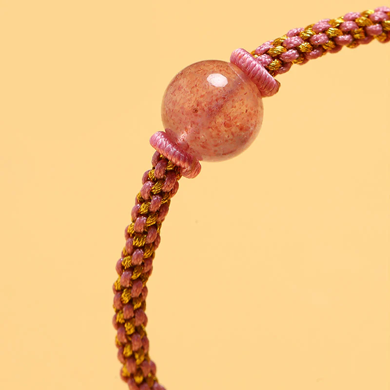 Braccialetto intrecciato calmo con perline di cristallo rosa, fatto a mano, in agata rossa, ametista, quarzo rutilato dorato , Buddha Stones - Image 29