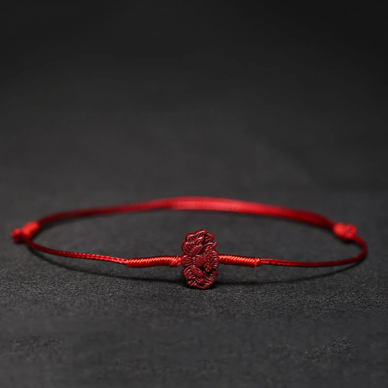 Braccialetto intrecciato con benedizione di Buddha Stones , fatto a mano, con fiore di prugna, quadrifoglio, PiXiu, loto, pesce koi, cinabro - Image 15