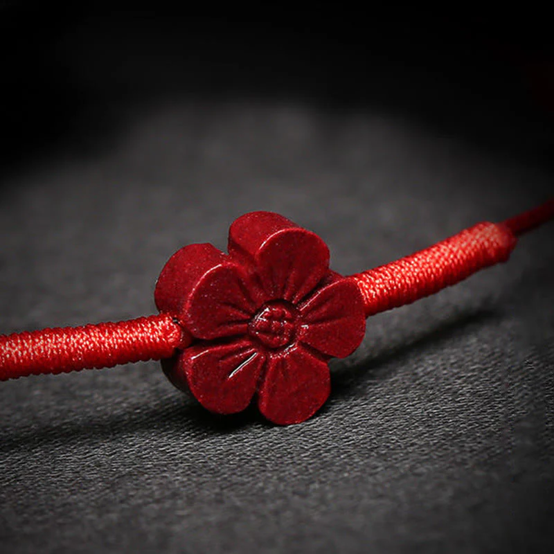 Braccialetto intrecciato con benedizione di Buddha Stones , fatto a mano, con fiore di prugna, quadrifoglio, PiXiu, loto, pesce koi, cinabro - Image 3