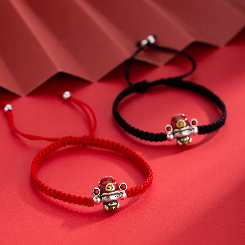 Braccialetto intrecciato con Buddha Stones, dio della ricchezza, fatto a mano, con filo, fortuna e forza