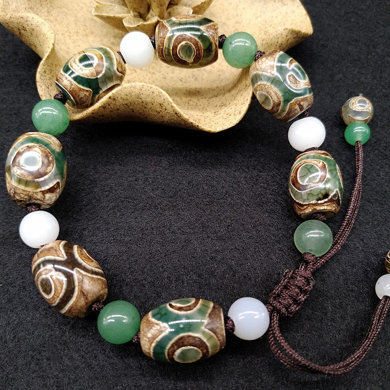 Braccialetto intrecciato con Buddha Stones Dzi tibetane a tre occhi e protezione dalla fortuna - Image 6