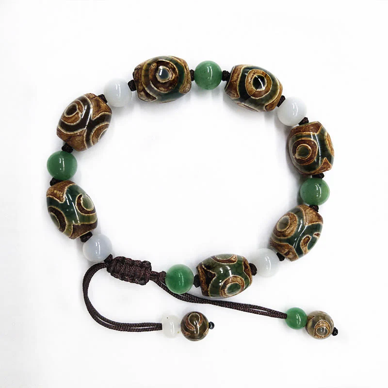 Braccialetto intrecciato con Buddha Stones Dzi tibetane a tre occhi e protezione dalla fortuna - Image 8