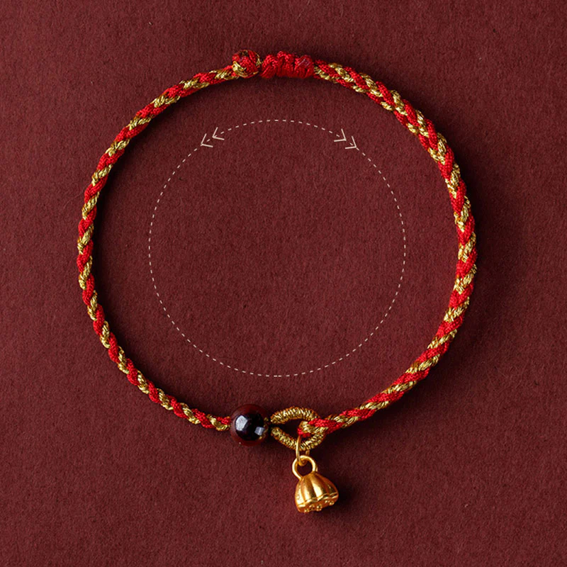 Braccialetto intrecciato con ciondolo di pace e gioia in corda di oro rosso fatto a mano con Buddha Stones - Image 10
