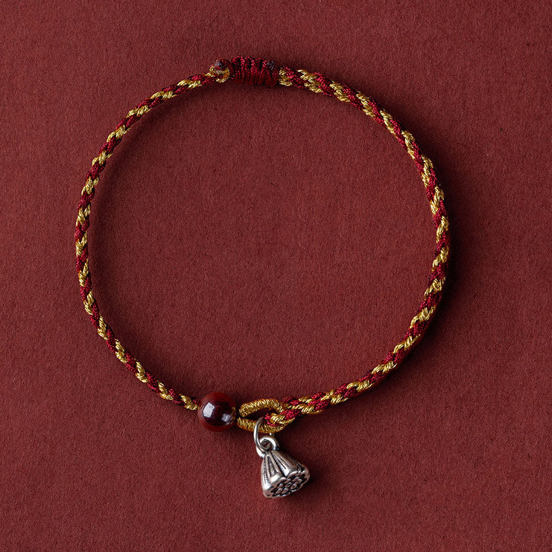 Braccialetto intrecciato con ciondolo di pace e gioia in corda di oro rosso fatto a mano con Buddha Stones - Image 13
