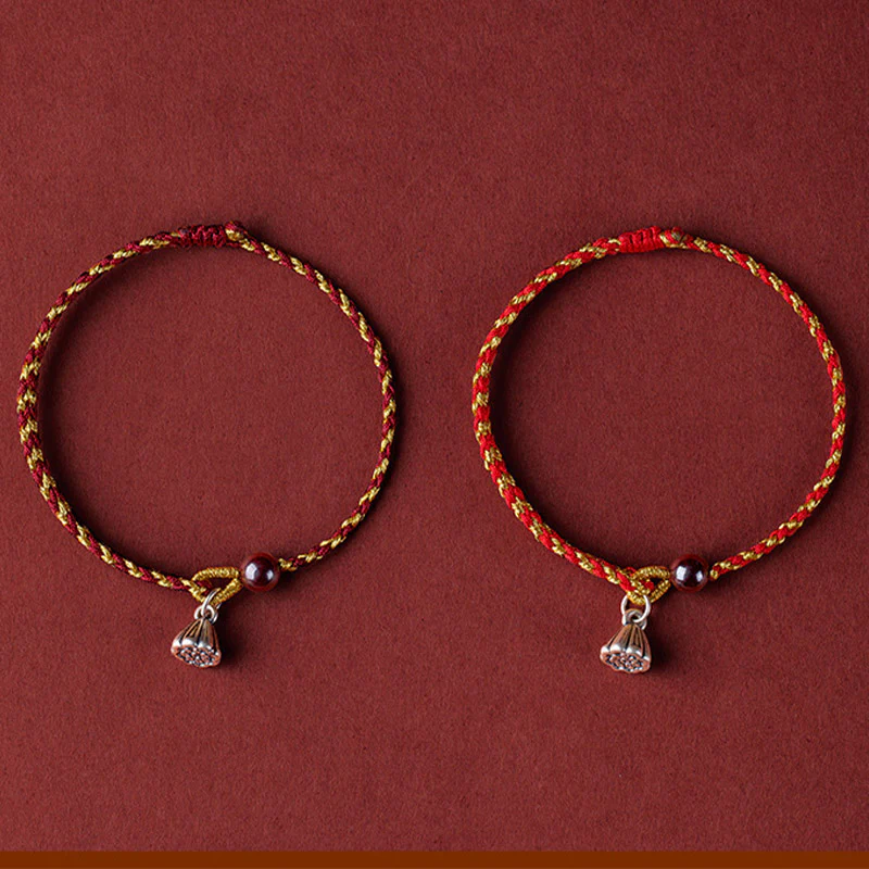 Braccialetto intrecciato con ciondolo di pace e gioia in corda di oro rosso fatto a mano con Buddha Stones - Image 17