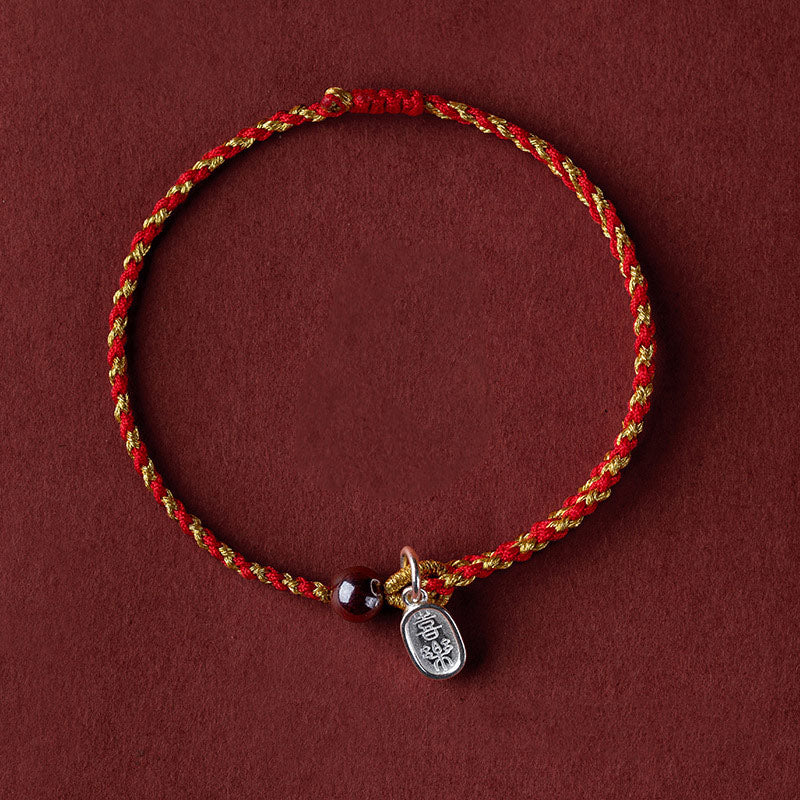 Braccialetto intrecciato con ciondolo di pace e gioia in corda di oro rosso fatto a mano con Buddha Stones - Image 19