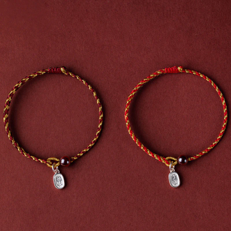 Braccialetto intrecciato con ciondolo di pace e gioia in corda di oro rosso fatto a mano con Buddha Stones - Image 20