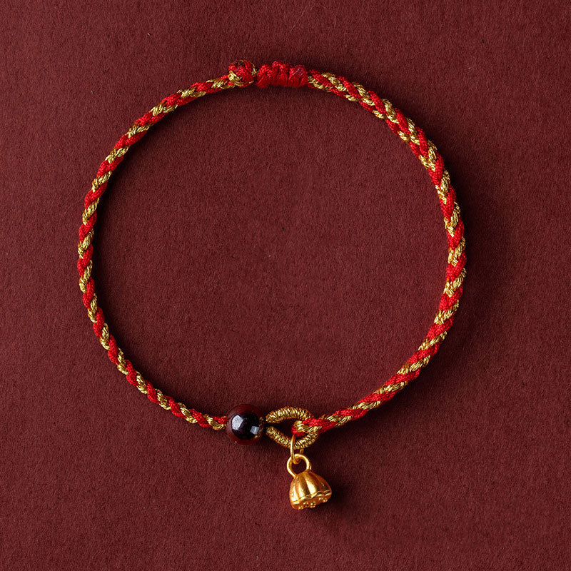 Braccialetto intrecciato con ciondolo di pace e gioia in corda di oro rosso fatto a mano con Buddha Stones - Image 9