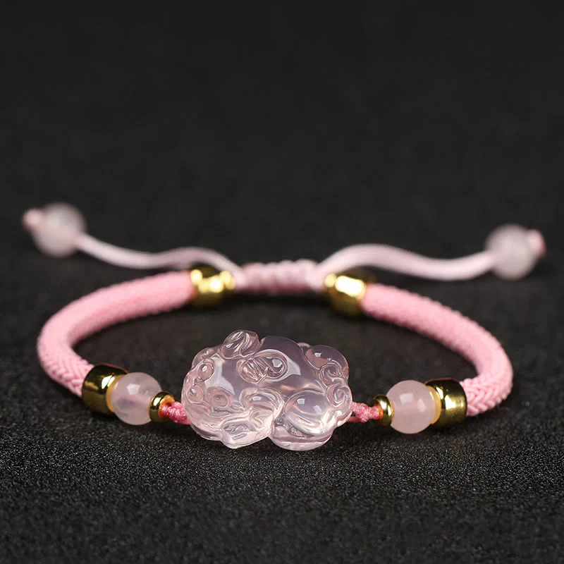Braccialetto intrecciato con corda di cristallo rosa Buddha Stones PiXiu - Image 15