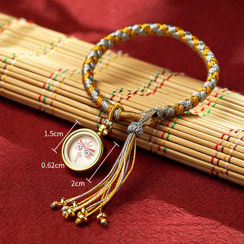 Braccialetto intrecciato con corda e fortuna in scaglie di drago, fatto a mano in tibetano con cinque divinità della ricchezza , Buddha Stones - Image 10