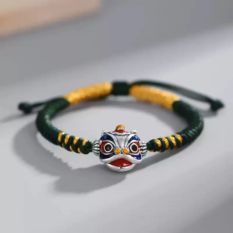 Braccialetto intrecciato con corda portafortuna con leone danzante fatto a mano Buddha Stones - Image 10