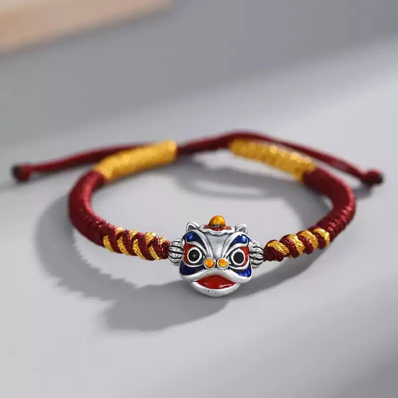 Braccialetto intrecciato con corda portafortuna con leone danzante fatto a mano Buddha Stones - Image 9