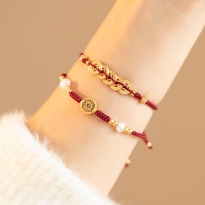 Braccialetto intrecciato con monete di rame, albero della fortuna, forza e Buddha Stones - Image 17