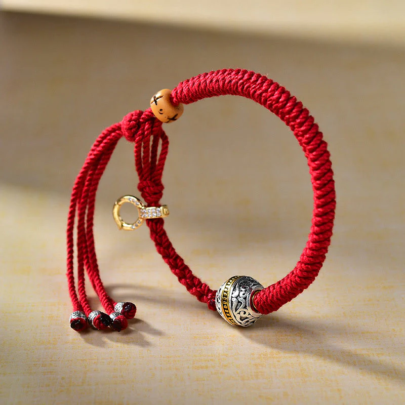 Braccialetto intrecciato con nodo di diamante in corda rossa tibetana Buddha Stones - Image 2