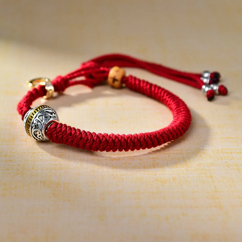 Braccialetto intrecciato con nodo di diamante in corda rossa tibetana Buddha Stones - Image 4