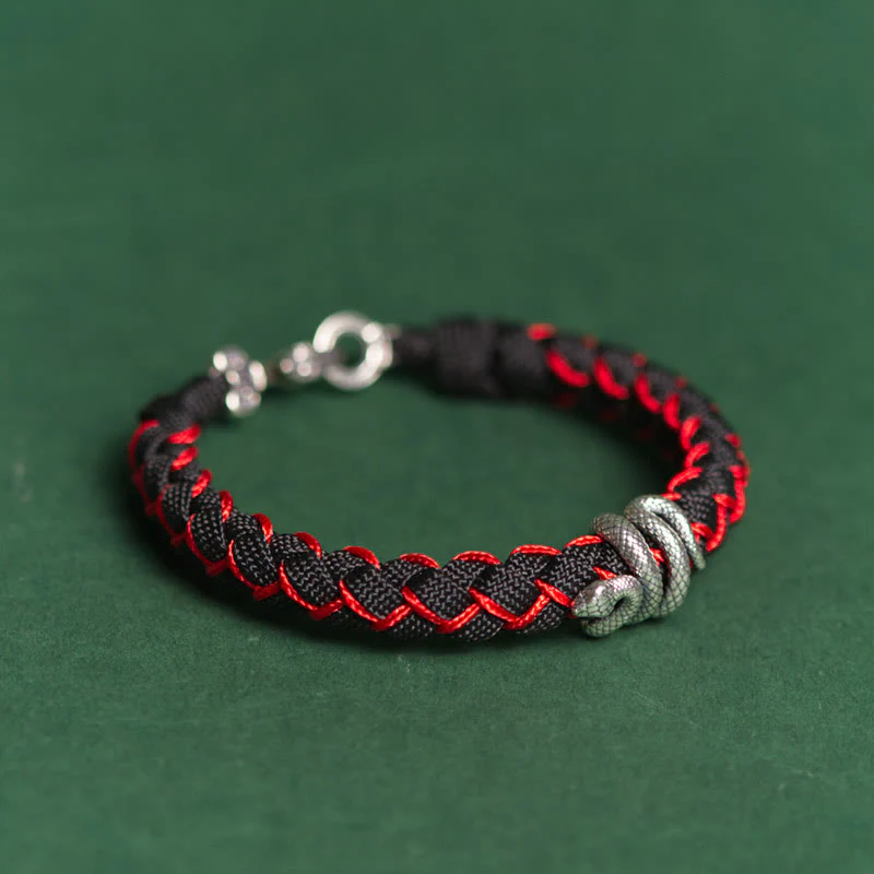 Braccialetto intrecciato con protezione in corda in argento sterling 999 Buddha Stones Year of the Snake - Image 11