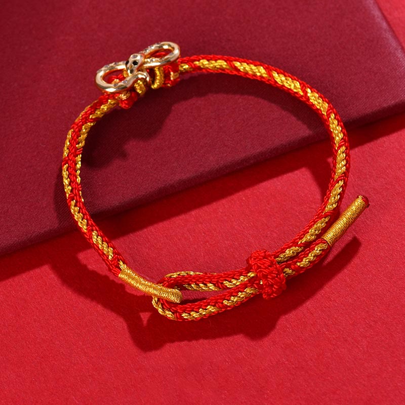 Braccialetto intrecciato con striscia di Mobius in corda rossa Buddha Stones, anno del serpente, fortuna - Image 3