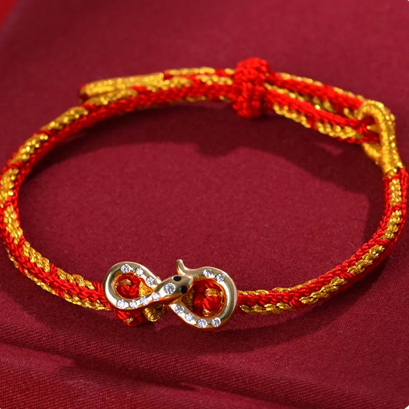 Braccialetto intrecciato con striscia di Mobius in corda rossa Buddha Stones, anno del serpente, fortuna - Image 9