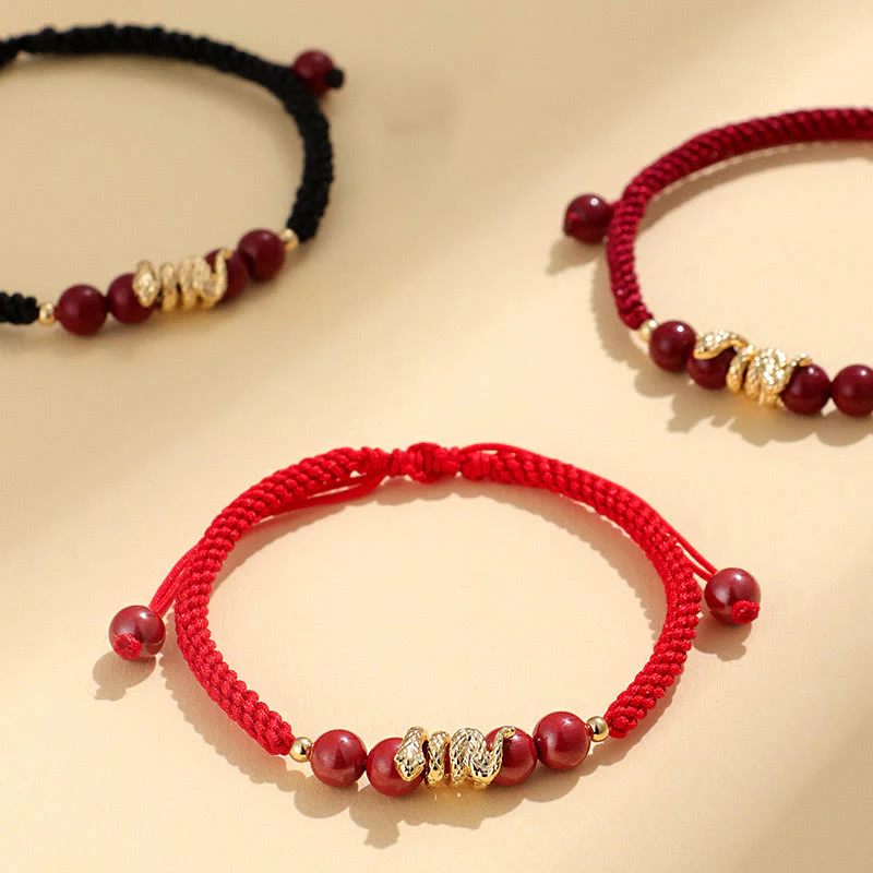 Braccialetto intrecciato di protezione con corda dell'anno del serpente fatto a mano in cinabro Buddha Stones - Image 10