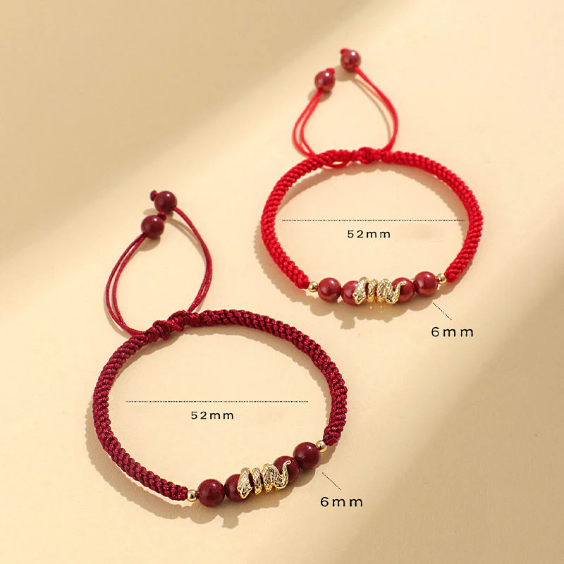 Braccialetto intrecciato di protezione con corda dell'anno del serpente fatto a mano in cinabro Buddha Stones - Image 11
