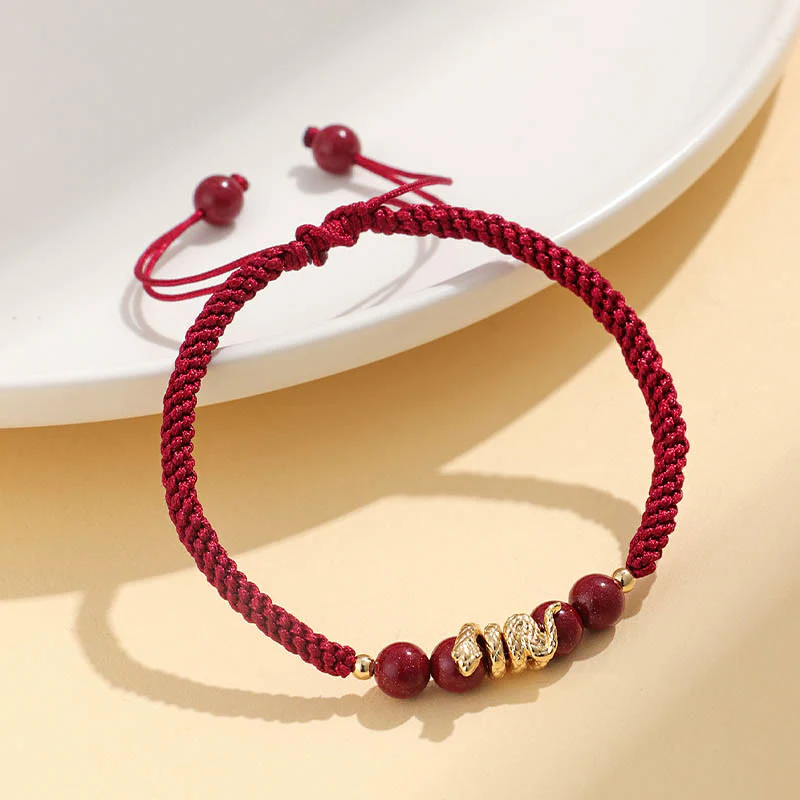 Braccialetto intrecciato di protezione con corda dell'anno del serpente fatto a mano in cinabro Buddha Stones - Image 9