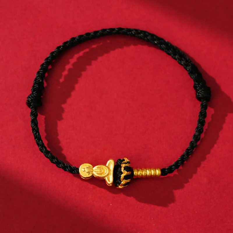 Braccialetto intrecciato di protezione con cordino rosso e nodo di loto Buddha Stones senza forma - Image 11